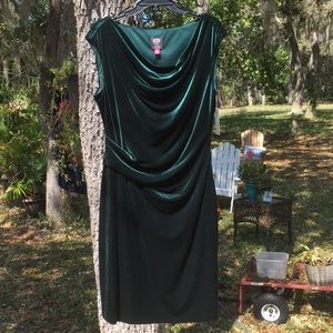 Vince Camuto green velvet dress.